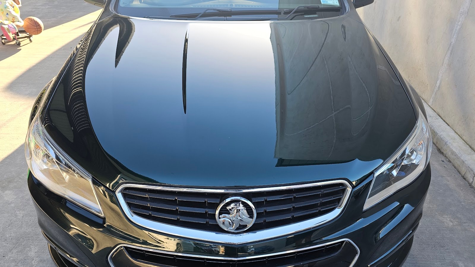 Polished vehicle front and bonnet