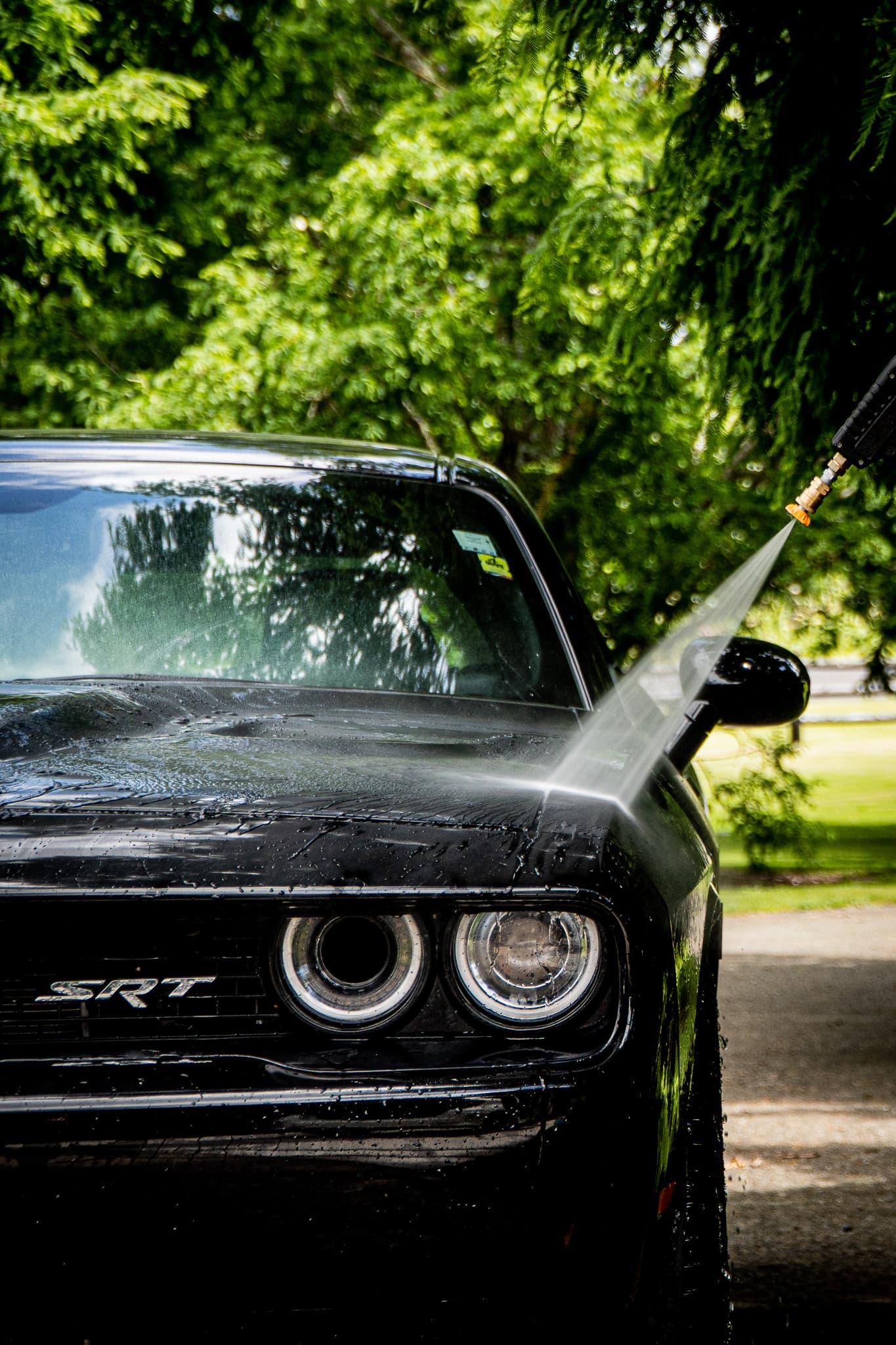 Close view of a polished car front